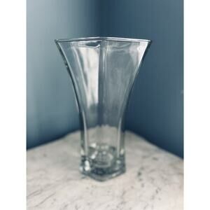 Hoosier Glass Vase 10” Tall Hexagon 6 4041 Clear Heavy Flowers Bouquet Solid